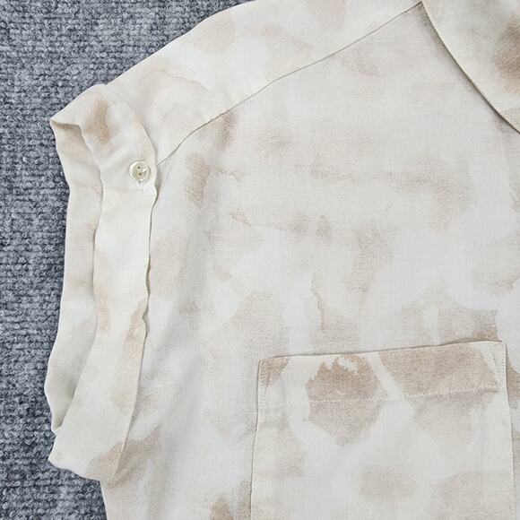 Cloth & Stone Anthropologie Top Women Small Beige Tan Safari Giraffe Button Up - Picture 8 of 15